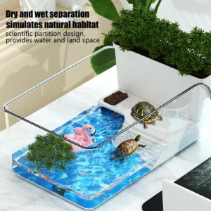 Small Turtle Tank Transparent Turtle Terrarium Small Tortoise Aquarium for Terrapin Home School Science Class Community Animal