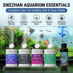 SIKEZHAN Aquarium Water Treatment Tablets Algae Remover Methylene Blue Nitrifying Bacteria Fish Tank Clarifier Conditioner Set