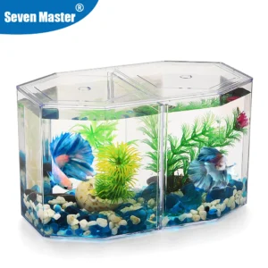 Acrylic Two Splits Guppy Fish Tank Aquarium Betta Fish Bowl Transparent Aquarium Hatchery Breeding Isolation Box
