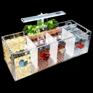Aquarium Fish Tank For Betta Fish & Aquatic Heating Pad LED Light Acrylic Isolation Small Plexiglass Pump Filter Fishbowls